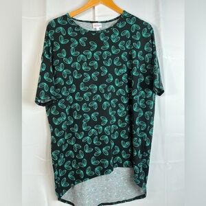 Lularoe Irma Womens Top Shirt Green Black Size XS NWT